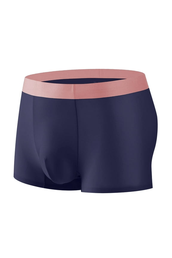 Men's Color Block Seamless Boxer Soft Comfy Athletic Breathable Underwear Loose Lightweight Briefs