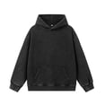 thumbnail image 1 of HAiming Men's Cotton Hoodies Distressed Long Sleeve Solid Color Hooded Pullover Sweatshirt Casual Loose Tops, 1 of 3