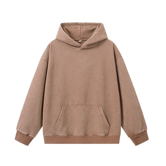HAiming Men's Cotton Hoodies Distressed Long Sleeve Solid Color Hooded Pullover Sweatshirt Casual Loose Tops