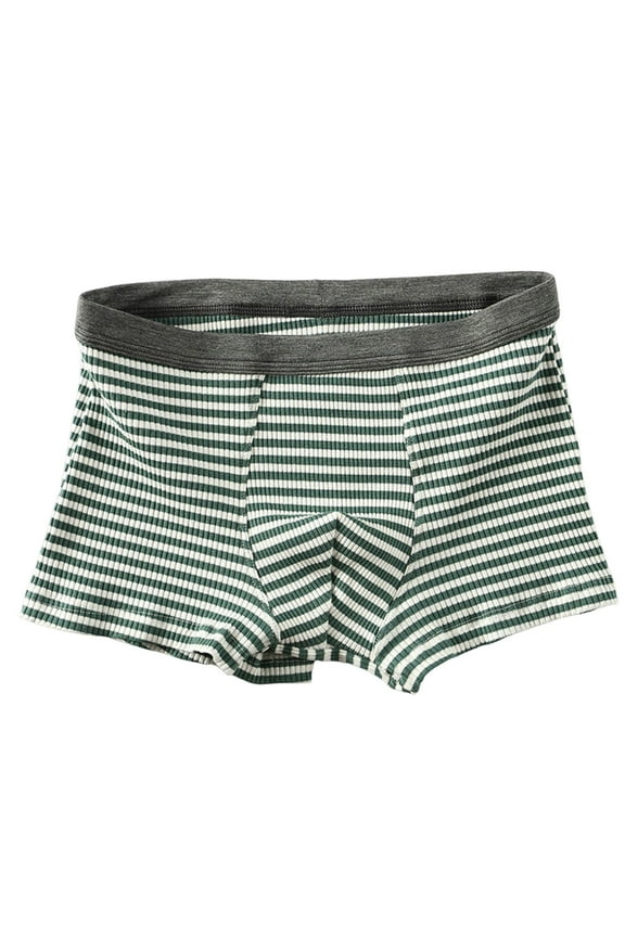 Men's Cotton Striped Boxer Briefs Stretch Soft Breathable Trunks Comfortable Soft Trendy Underwear