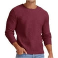 thumbnail image 1 of HAiming Men's Crewneck Ribbed Knit Sweater 2025 Solid Color Long Sleeve Plus Size Casual Classic Pullover Sweaters, 1 of 4