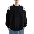 thumbnail image 1 of HAiming Men's Crewneck Sweatshirts Trendy Color Block Long Sleeve Pullover Tops Plus Size Casual Loose Shirts Blouse, 1 of 6
