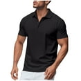 thumbnail image 1 of HAiming Men's Golf Shirt Casual Short Sleeve Lapel Collar Button Oversized Solid Color Sports Basic Tops, 1 of 9