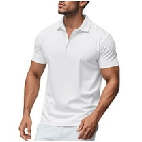 HAiming Men's Golf Shirt Casual Short Sleeve Lapel Collar Button Oversized Solid Color Sports Basic Tops