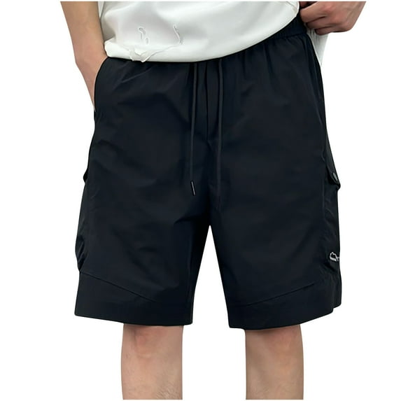 HAiming Men's Hiking Cargo Shorts Drawstring Elastic Waist Loose Casual Outdoor Work Shorts with Multi-pocket