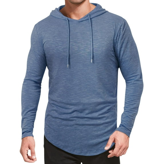 HAiming Men's Hooded Shirts Long Sleeve Workout Sport Lightweight Hoodie Casual Running T Shirt Pullover Athletic Top