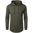 thumbnail image 1 of HAiming Men's Hooded Solid Color Drawstring Long Sleeve Round Neck Pullover Tops Fall Winter Casual Sport Sweatshirts, 1 of 8