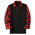 thumbnail image 1 of HAiming Men's Long Sleeve Shirts Casual 1/4 Zipper Lapel Collar Plaid Tops 2025 Fall Winter Plus Size Loose Clothes, 1 of 4