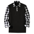 thumbnail image 1 of HAiming Men's Long Sleeve Shirts Casual 1/4 Zipper Lapel Collar Plaid Tops 2025 Fall Winter Plus Size Loose Clothes, 1 of 5