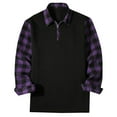 thumbnail image 1 of HAiming Men's Long Sleeve Shirts Casual 1/4 Zipper Lapel Collar Plaid Tops 2025 Fall Winter Plus Size Loose Clothes, 1 of 1