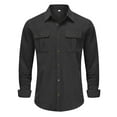 thumbnail image 1 of HAiming Men's Long Sleeve Shirts Solid Color Lapel Button down Long Sleeved Tops Plus Size Casual Blouse with Pockets, 1 of 1