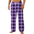 thumbnail image 1 of HAiming Men's Pajama Pants Plaid Fleece Straight Wide Leg Sleepwear Casual Elastic Waist Drawstring Loungewear, 1 of 4
