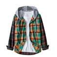 thumbnail image 1 of HAiming Men's Plaid Hooded Jacket Fall Winter Trendy Long Sleeve Button down Shirt Coat Plus Size Casual Loose Outwear, 1 of 8