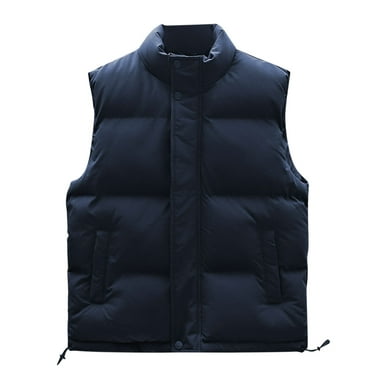 HAiming Men's Puffer Vest Solid Color Stand Collar Sleeveless Zip up Quilted Jacket Plus Size Casual Warm Outerwear