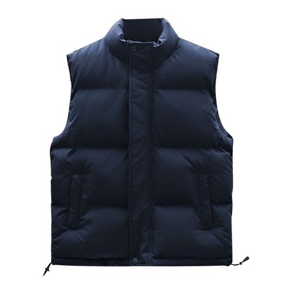 HAiming Men's Puffer Vest Solid Color Stand Collar Sleeveless Zip up Quilted Jacket Plus Size Casual Warm Outerwear