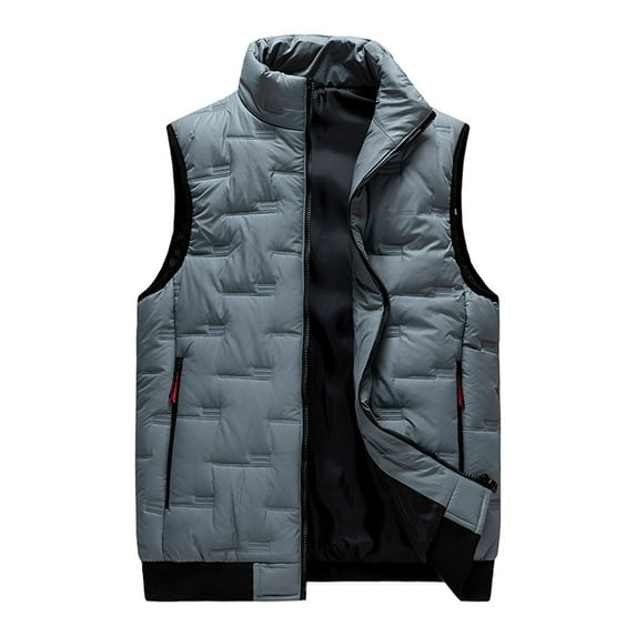 HAiming Men's Puffer Vest Winter Warm Stand Collar Sleeveless Quilted Jacket Plus Size Casual Work Outwear with Pocket