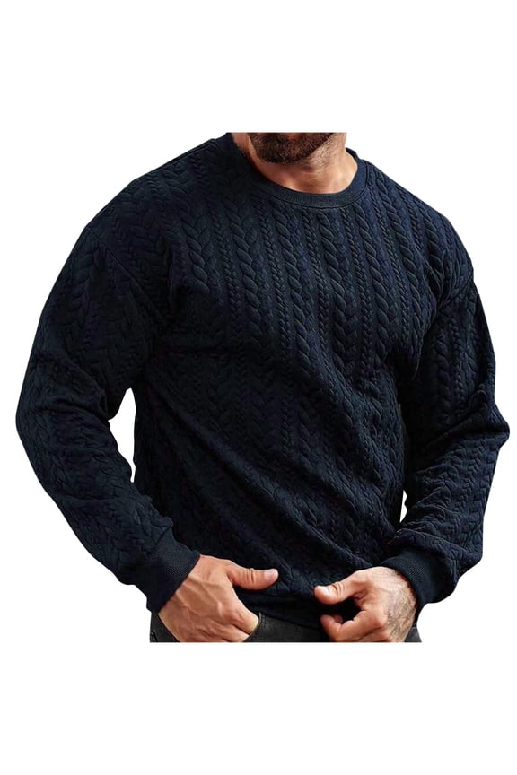 Men's Pullover Sweatshirt Casual Long Sleeve Crew Neck Shirt Soft Loose Solid Color Tops Fashion Clothes