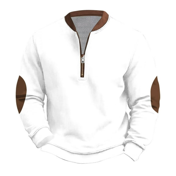 HAiming Men's Quarter Zip Pullover Sweatshirts Trendy Vintage Crewneck Long Sleeve Shirts Plus Size Casual Loose Tops