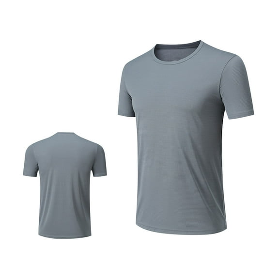 HAiming Men's Quick Dry Workout Shirts Solid Crewneck Short Sleeve Tee Tops Plus Size Casual Stretch Running Blouse