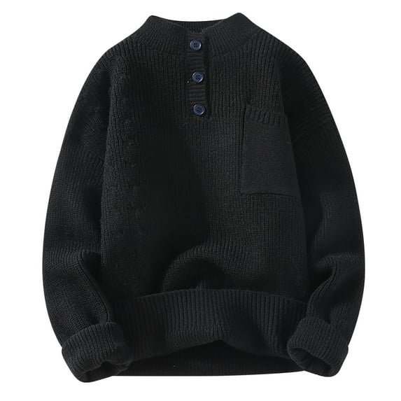 HAiming Men's Ribbed Knit Sweater Half Turtleneck Long Sleeve Pullover Tops Plus Size Casual Loose Jumper with Pocket