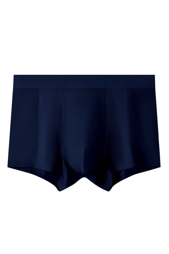 Men's Seamless Boxer Briefs Stretch Breathable Lightweight Underwear Solid Color Casual Underpant