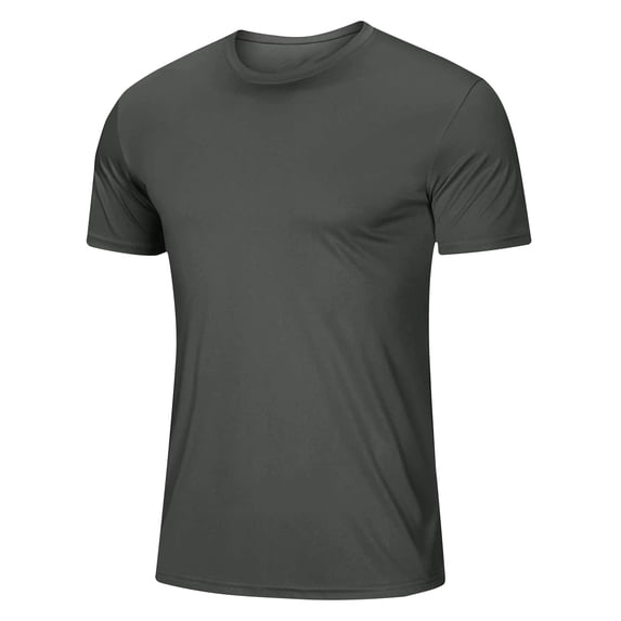 HAiming Men's Short Sleeve Crewneck T-Shirt Summer Solid Color Lightweight Breathable Quick Dry Athletic Running Top