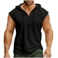 thumbnail image 1 of HAiming Men's Sleeveless Workout Drawstring Hooded Button Tank Tops Muscle Gym Bodybuilding Hoodies, 1 of 5