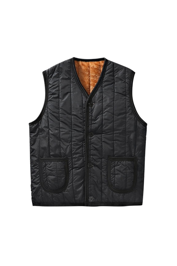 Men's Soft Fleece Lined Vest Casual V-Neck Sleeveless Button down Tank Tops Winter Warm Jacket with Pocket
