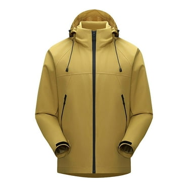 HAiming Men's Sports Windbreaker Fall Winter Drawstring Long Sleeve Zip up Hooded Jacket Plus Size Casual Coat Outwear