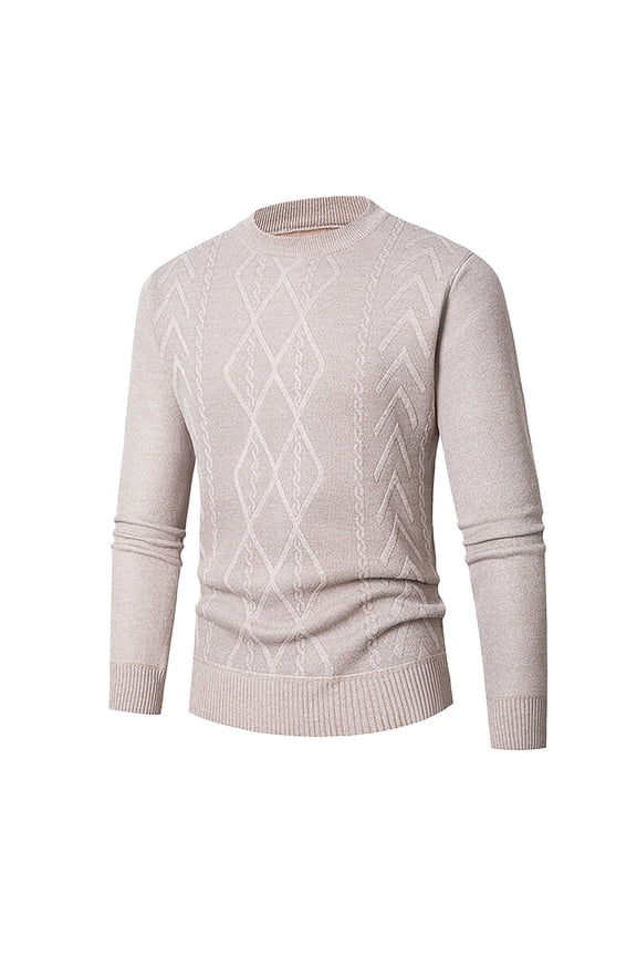 Men's Sweater Long-Sleeve Crew Neck Strenchy Casual Solid Color Pullover Tops Trendy Clothes