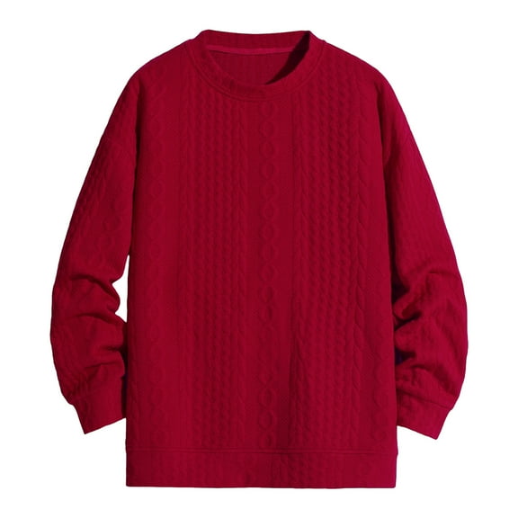 HAiming Men's Sweaters Solid Color Long Sleeved Crewneck Knit Pullover Tops Fall Winter Plus Size Casual Warm Blouses