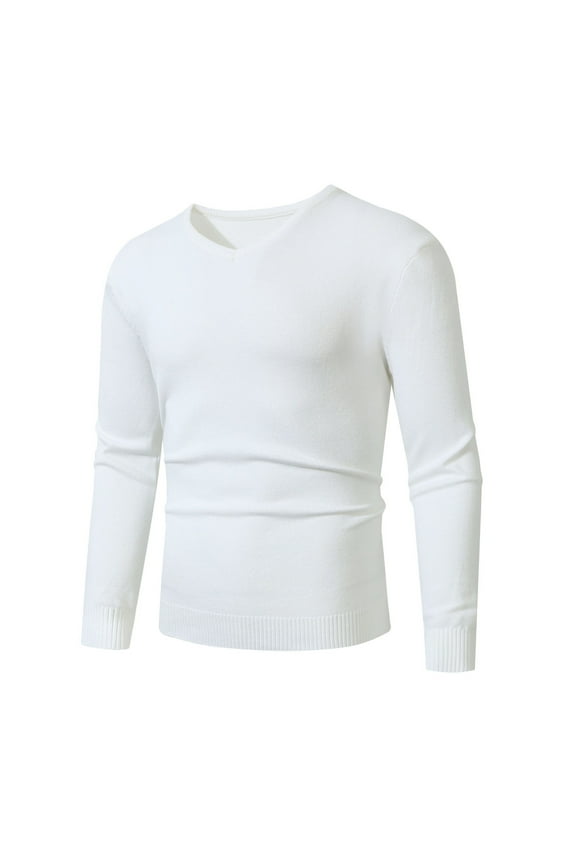 Men's Sweaters Trendy V Neck Long Sleeve Knitted Tops Plus Size Casual Business Slim Pullover Jumper Blouse