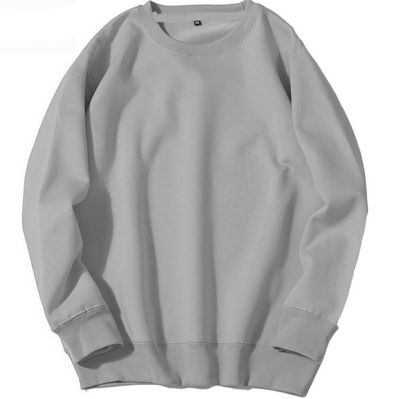 HAiming Men's Sweatshirt Solid Long Sleeve Round Neck Pullover Basic Tops Fall Winter Plus Size Casual Loose Blouses