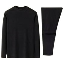 HAiming Men’s Thermal Underwear Set Solid Long Sleeve High Elasticity Warm Tops Pants Plus Size Fleece 2 Piece Suit