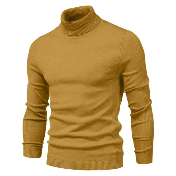 HAiming Men's Turtleneck Sweater Solid Color Long Sleeve Slim Knitted Pullover Sweater 2025 Fall Winter Casual Jumper