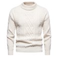 thumbnail image 1 of HAiming Men's Turtneck Pullover Sweaters Trendy Solid Color Long Sleeve Plus Size Casual Cable Knitted Sweater Tops, 1 of 5