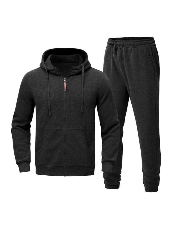 Mens 2 Piece Sets Outfit Casual Half Zip Hooded Sweatsuit and Drawstring Pants with Pockets Fashion Clothes