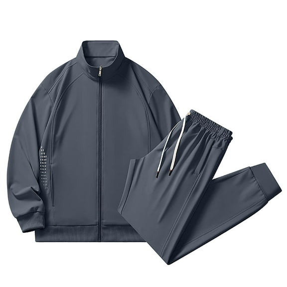 HAiming Mens 2 Piece Sets Stand Collar Full Zip Jacket and Casual Pants Athletic Jogging Outfit with Pockets