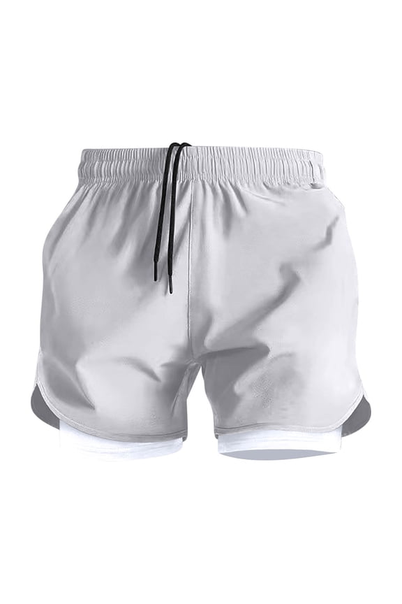 Mens 2 in 1 Athletic Shorts Quick Dry Lightweight Gym Workout Elastic Waist Running Shorts