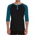 thumbnail image 1 of HAiming Mens 3/4 Sleeve Baseball Shirt Casual Crew Neck Button Pullover Tops Color Block Athletic Tee, 1 of 7
