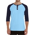 thumbnail image 1 of HAiming Mens 3/4 Sleeve Baseball Shirt Casual Crew Neck Button Pullover Tops Color Block Athletic Tee, 1 of 7