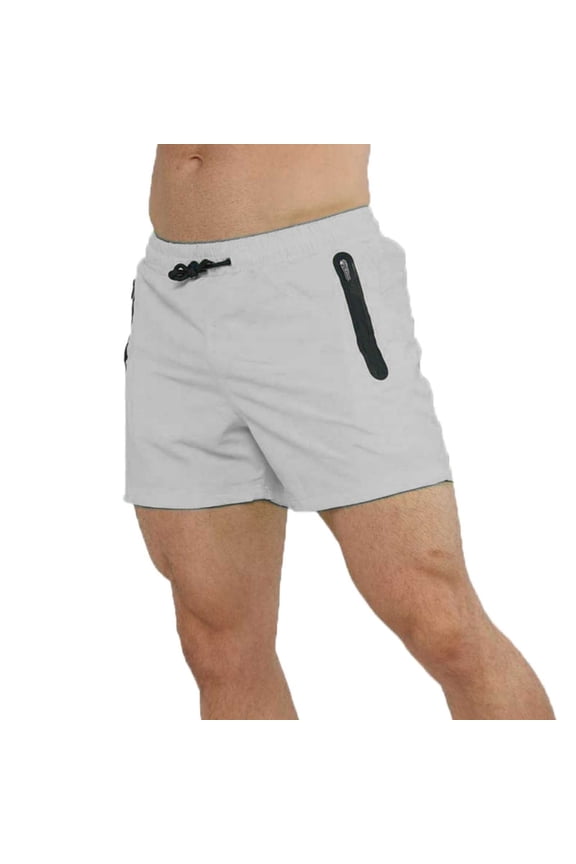 Mens 5 Inch Shorts with Zip Pockets Quick Dry Beach Drawstring Elastic Waist Short Pants for Summer