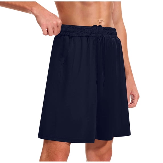 HAiming Mens Atheletic Sweat Shorts Casual Elastic Waist Drawstring Joggers Loose Lounge Gym Workout Knee Length Pants