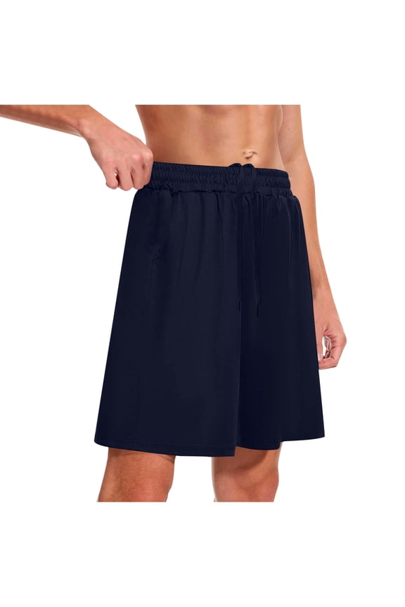 Mens Atheletic Sweat Shorts Casual Elastic Waist Drawstring Joggers Loose Lounge Gym Workout Knee Length Pants