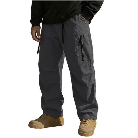 HAiming Mens Cargo Pants Fleece Lined with Pockets Sports Hiking Zipper Pockets Pants for Travel Adventures