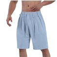 thumbnail image 1 of HAiming Mens Casual Shorts Summer Beach Linen Shorts Drawstring Elastic Waisted Loose Knee Length Pants with Pockets, 1 of 6