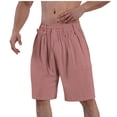 thumbnail image 1 of HAiming Mens Casual Shorts Summer Beach Linen Shorts Drawstring Elastic Waisted Loose Knee Length Pants with Pockets, 1 of 6