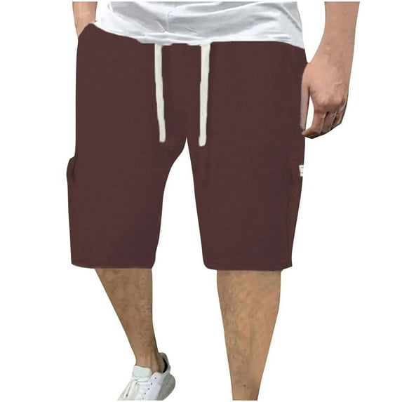 HAiming Mens Casual Shorts Summer Beach Shorts Stretch Elastic Waist Drawstring Sport Running Short Pants with Pocket