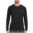 thumbnail image 1 of HAiming Mens Color Block Shirt Casual Long Sleeve Crew Neck Tops Basic Tee Fall Winter Trendy Clothes, 1 of 5