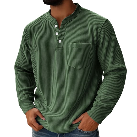 HAiming Mens Corduroy Shirts Loose Button up Casual Long Sleeve Lightweight Sport Work Big and Tall Tees